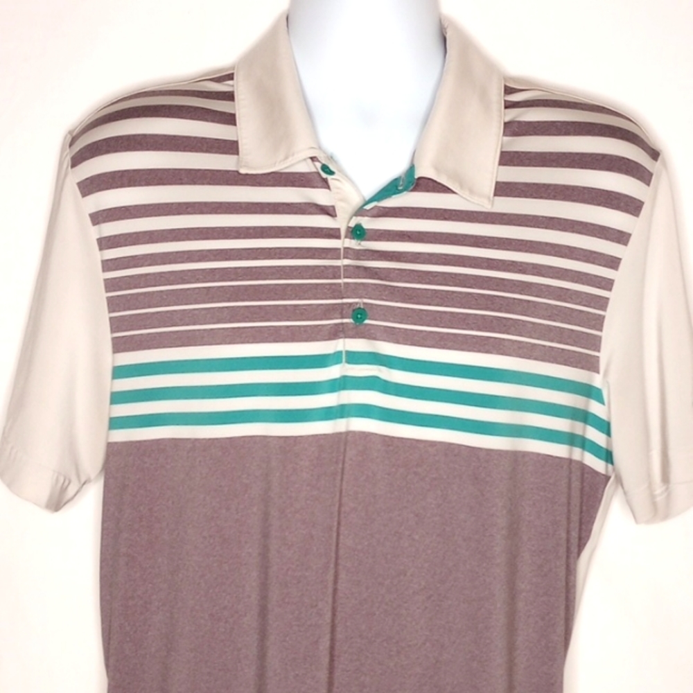 Adidas Men's Medium Striped Druid Hills Short Sleeve Polo Golf Shirt